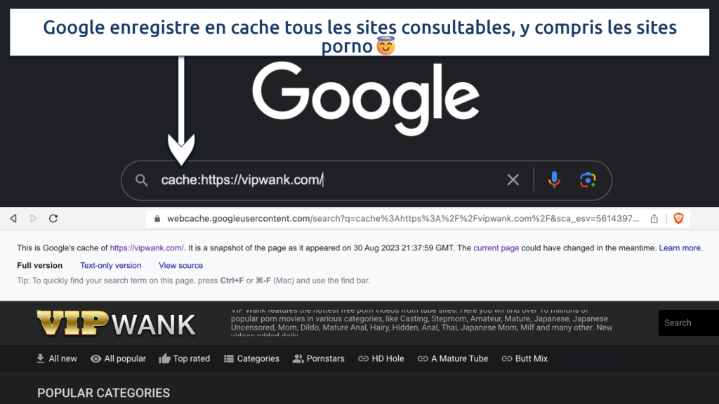 Screenshot showing Google Cache