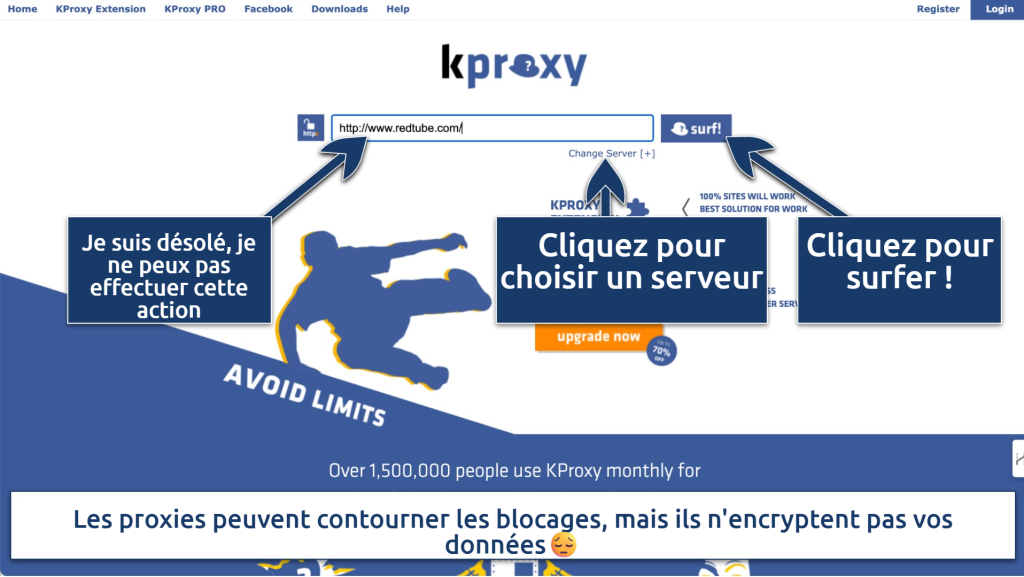 Screenshot showing the kproxy interface