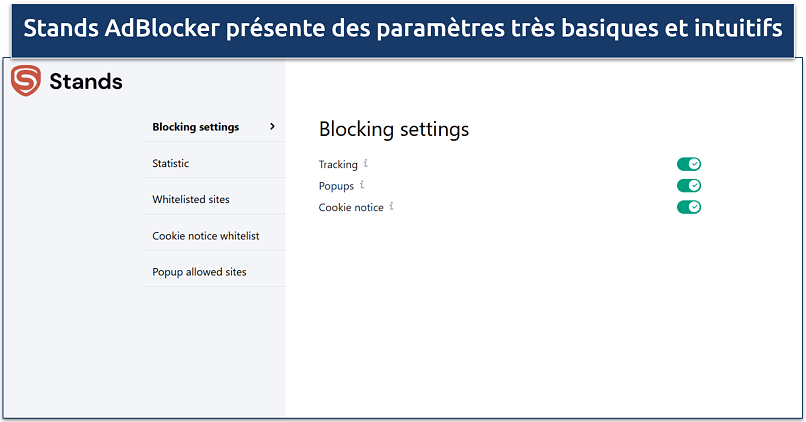 Image showing the settings page of Stands